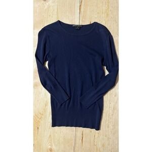 Ralph Lauren‎ Navy Blue Silk Blend Crewneck Pullover Sweater Womens Medium M